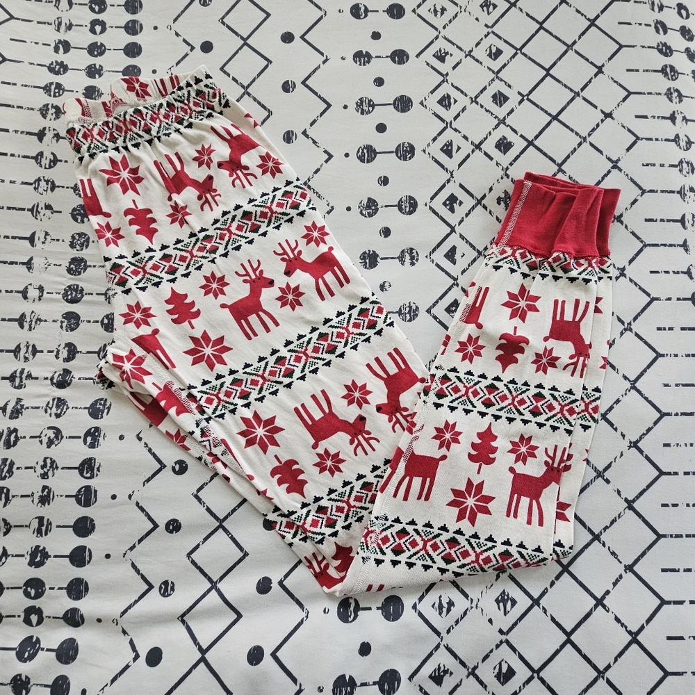Hanna Andersson Christmas Dear Deer  Organic Cotton Jogger Pajama Pants, Small